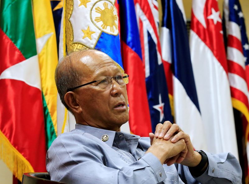 &copy; Reuters. FILE PHOTO: Philippine Defence Secretary Delfin Lorenzana answer questions during a Reuters interview at the military headquarters of Camp Aquinaldo in Quezon city, metro Manila