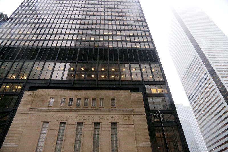 &copy; Reuters. FILE PHOTO: The facade of the original Toronto Stock Exchange building is seen in Toronto