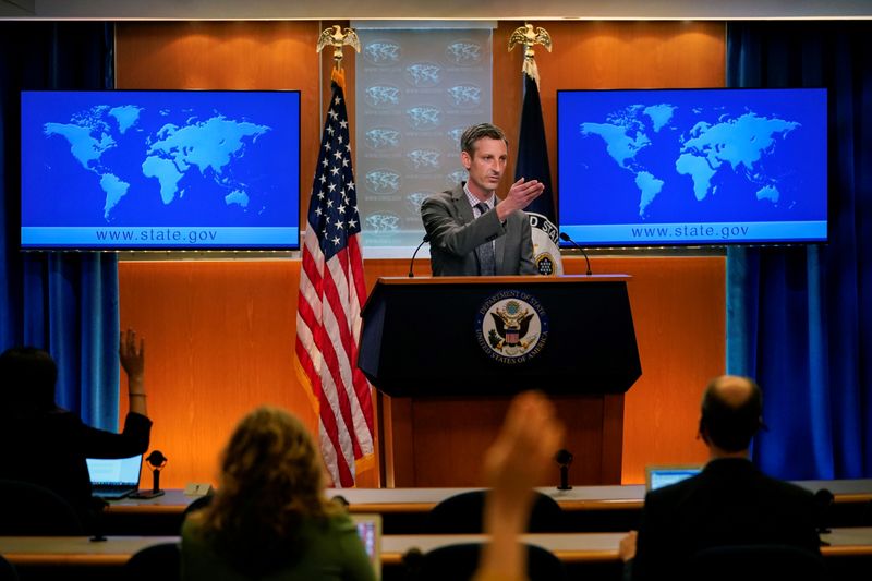 &copy; Reuters. FILE PHOTO: U.S. State Department spokesman Ned Price takes questions from reporters at the State Department in Washington