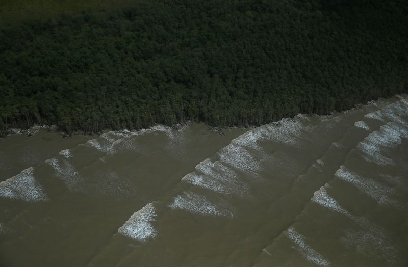 &copy; Reuters. Região na costa do Amapá onde Petrobras possui blocos para exploração de petróleo e gás; estatal assumirá fatia de parceiras nos ativos