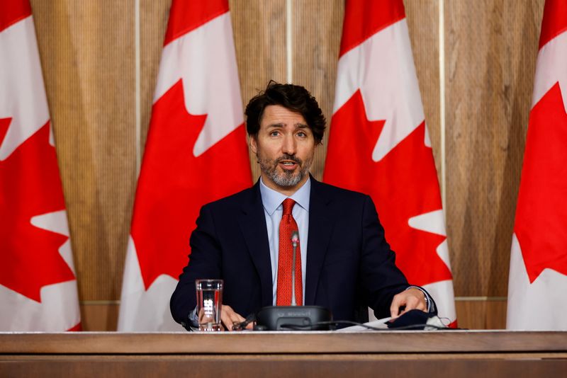 &copy; Reuters. Canada&apos;s Prime Minister Justin Trudeau attends a news conference in Ottawa