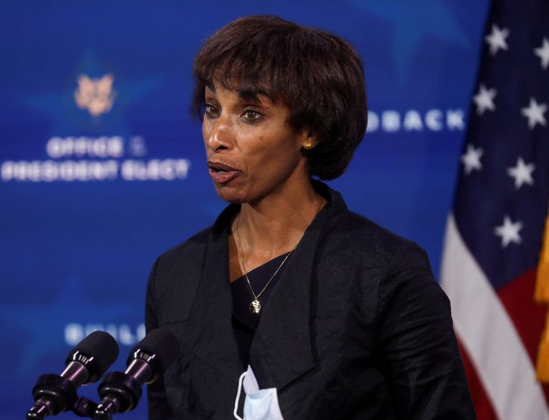 &copy; Reuters. FILE PHOTO: Cecilia Rouse, U.S. President-elect Joe Biden&apos;s nominee to be chair of the Council of Economic Advisers, speaks in Wilmington, Delaware, U.S., December 1, 2020