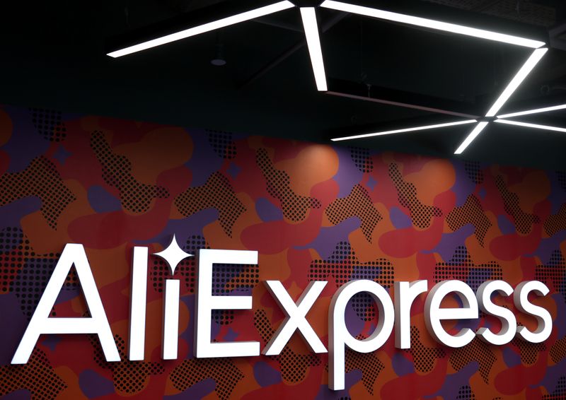 &copy; Reuters. The logo of AliExpress is seen inside the company&apos;s office in Moscow