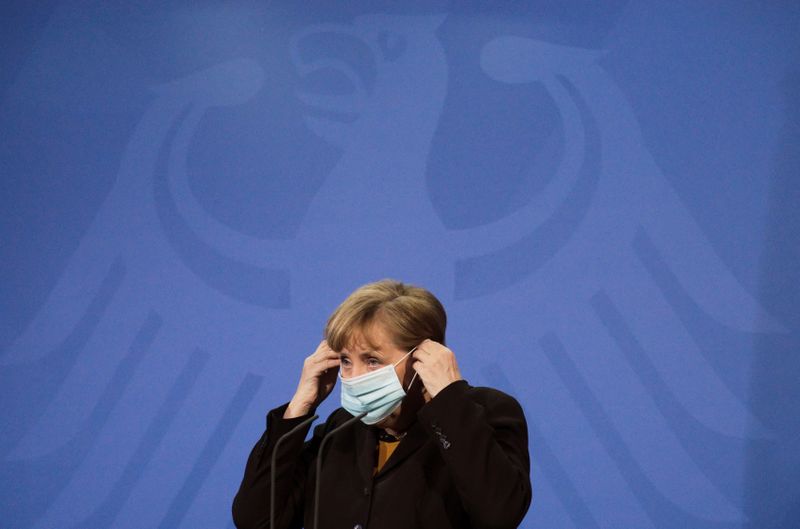 &copy; Reuters. Chanceler da Alemanha, Angela Merkel, fala com a imprensa após reunião na chancelaria em Berlim