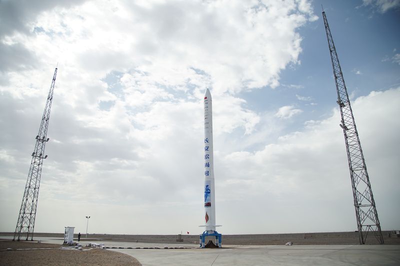 &copy; Reuters. The Hyperbola-1 rocket of Chinese space company iSpace is seen before its successful launch from the Jiuquan Satellite Launch Centre in Gansu