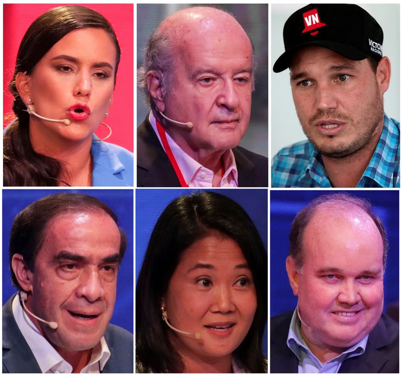 &copy; Reuters. Imagen combinada muestra a candidatos a la presidencia de Perú