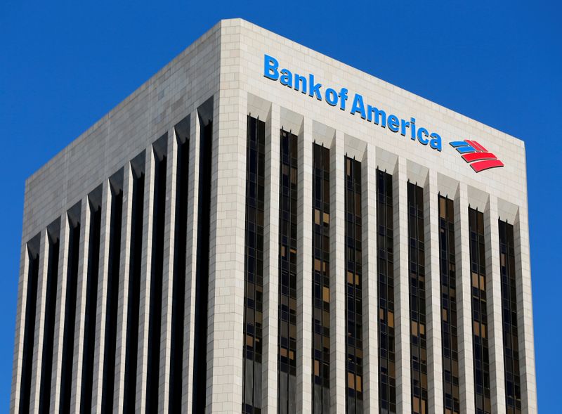 &copy; Reuters. FILE PHOTO: A Bank of America sign is shown on a building in downtown Los Angeles, California