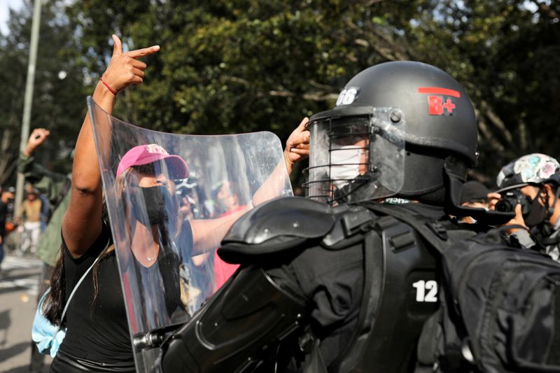 &copy; Reuters. FILE PHOTO: Protest during a national strike, in Bogota