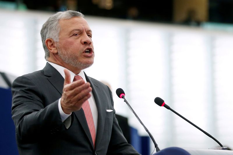 &copy; Reuters. FILE PHOTO: King of Jordan Abdullah II addresses the European Parliament in Strasbourg