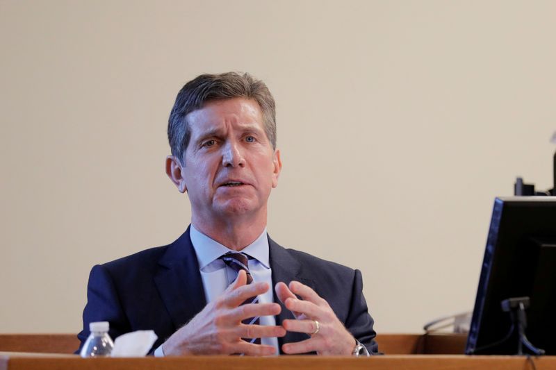 &copy; Reuters. FILE PHOTO: Alex Gorsky, chairman and CEO of Johnson &amp; Johnson, takes the stand in New Jersey Supreme Court in New Brunswick, New Jersey