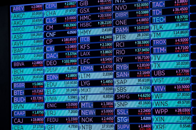 &copy; Reuters. Una pantalla muestra información en el parqué de la Bolsa de Nueva York (NYSE)