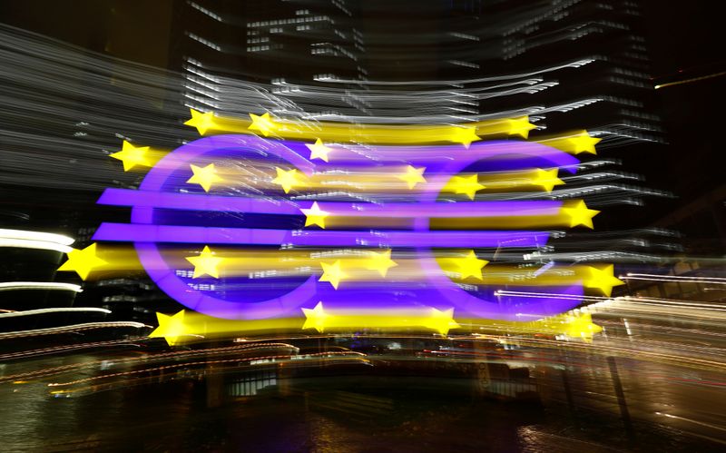 &copy; Reuters. Euro sign seen at former ECB headquarters in Frankfurt