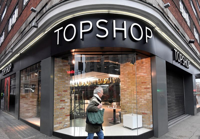 &copy; Reuters. FILE PHOTO: Closed branch of Topshop seen, after the British online fashion retailer ASOS said it has bought the brand amongst others from the collapsed Arcadia group, London, Britain