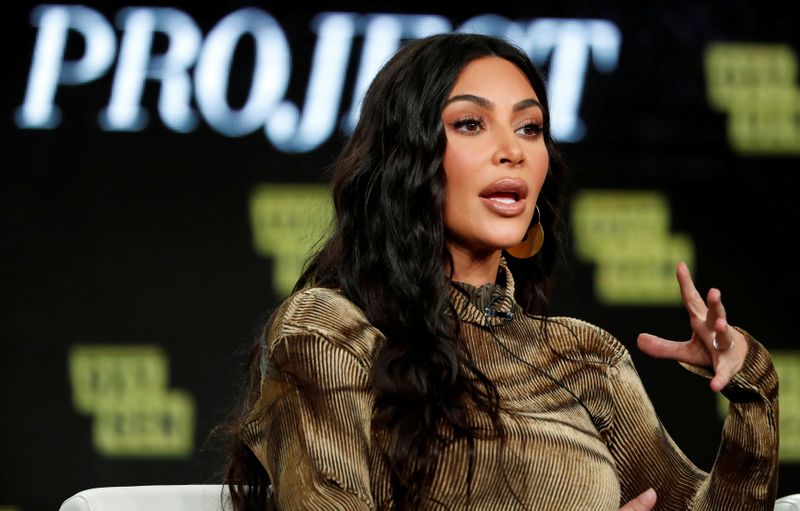 &copy; Reuters. FILE PHOTO: Television personality Kardashian attends a panel for the documentary &quot;Kim Kardashian West: The Justice Project&quot; during the Winter TCA (Television Critics Association) Press Tour in Pasadena