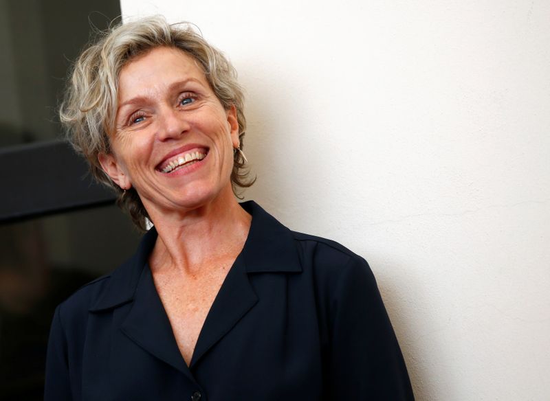 &copy; Reuters. FILE PHOTO: Cast member Frances McDormand poses during a photocall for the TV mini-series &quot;Olive Kitteridge&quot; at the 71st Venice Film Festival