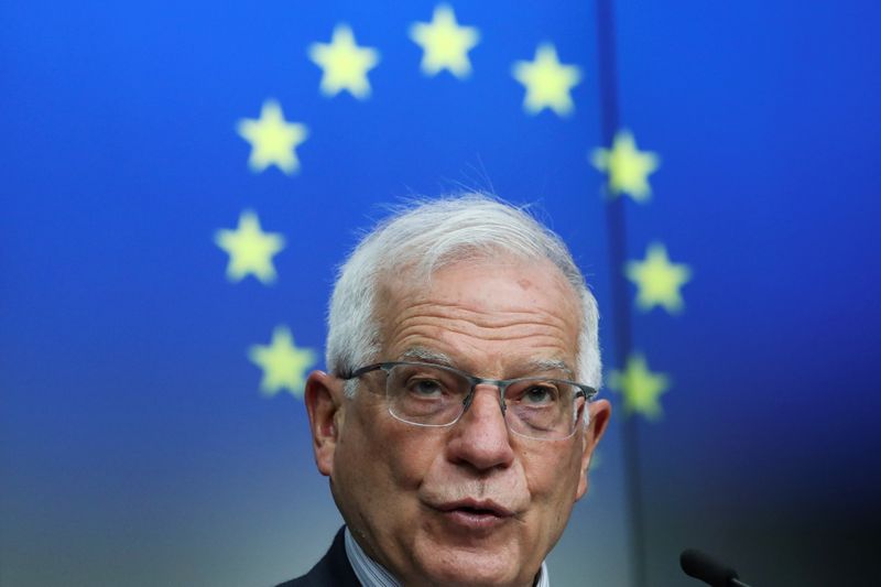 &copy; Reuters. FILE PHOTO: EU High Representative for Foreign Affairs Borrell and Georgia&apos;s PM Garibashvili hold a news conference in Brussels