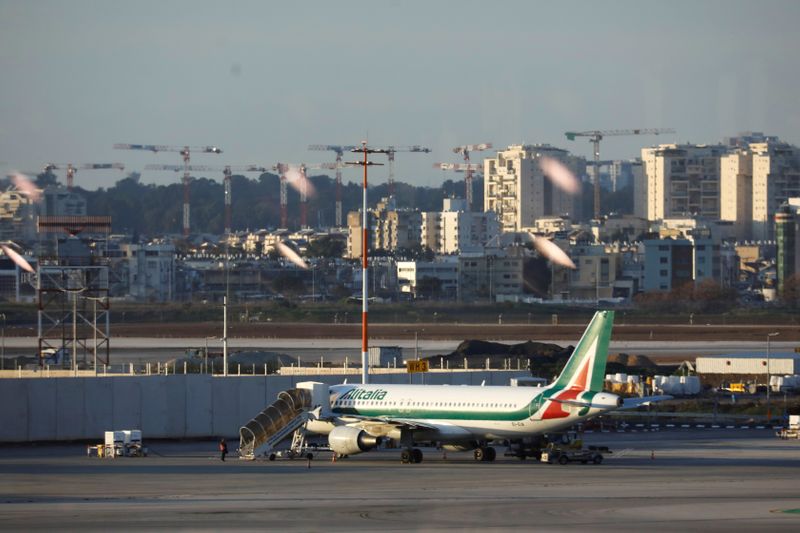 &copy; Reuters. FILE PHOTO: Alitalia plane is seen on the tarmac after landing at Ben Gurion International airport in Lod, near Tel Aviv, Israel