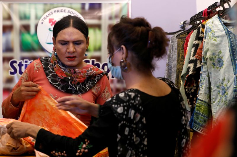 &copy; Reuters. Transgender woman and commercial tailor establishes shop in Karachi