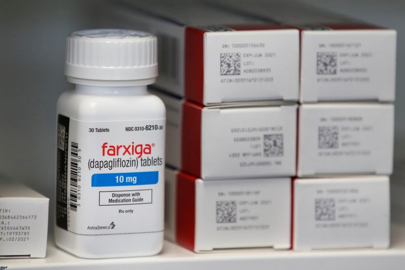&copy; Reuters. Diabetes drug Farxiga (dapagliflozin) is displayed at a pharmacy in Provo