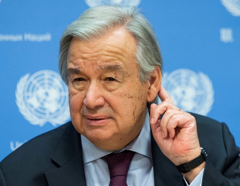 &copy; Reuters. FILE PHOTO: United Nations Secretary-General Guterres speaks during a news conference at U.N. headquarters in New York City, New York