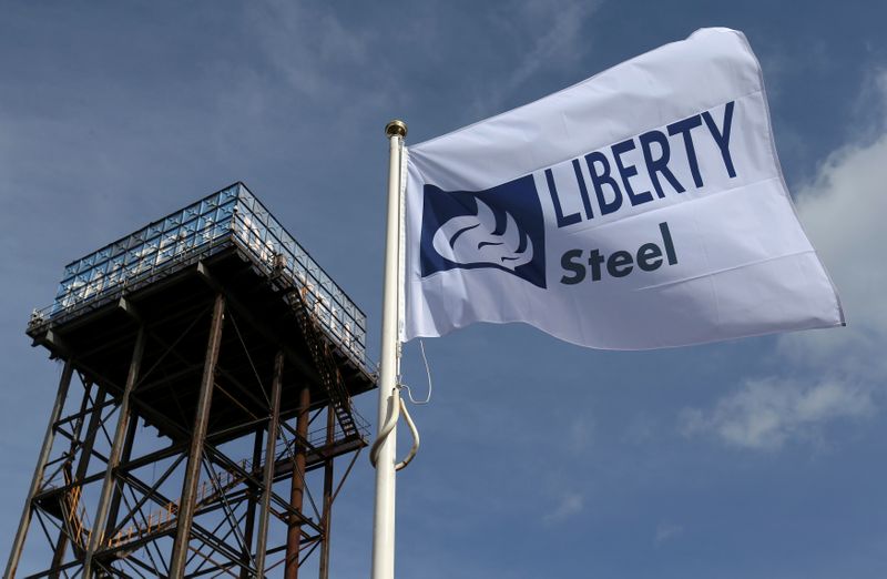 &copy; Reuters. FILE PHOTO: The Liberty Steel flag flies over the steel plant in Dalzell, Scotland
