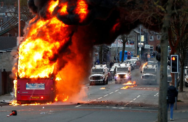 &copy; Reuters. Protests in Belfast