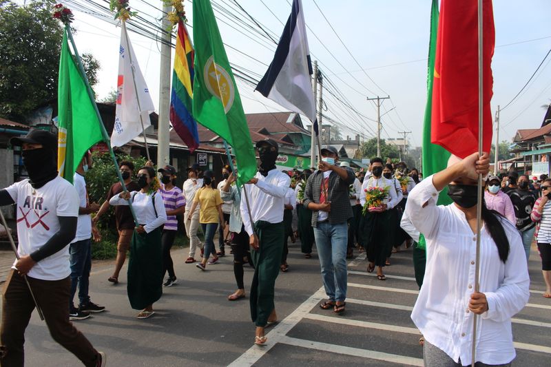 &copy; Reuters. Protest against the military coup in Dawei