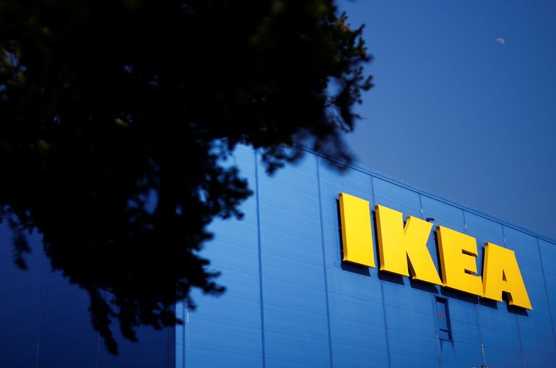 &copy; Reuters. The company&apos;s logo is seen outside of an IKEA Group store in Saint-Herblain near Nantes