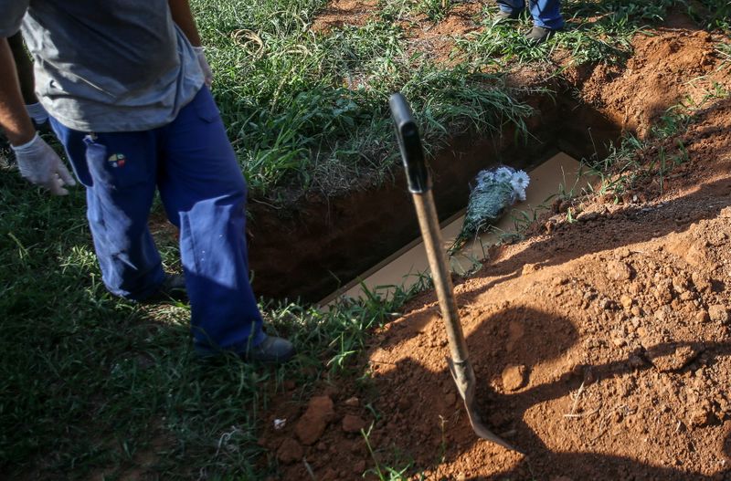 &copy; Reuters. Enterro de vítima da Covid-19 no cemitério do Campo Santo, em Porto Alegre (RS)