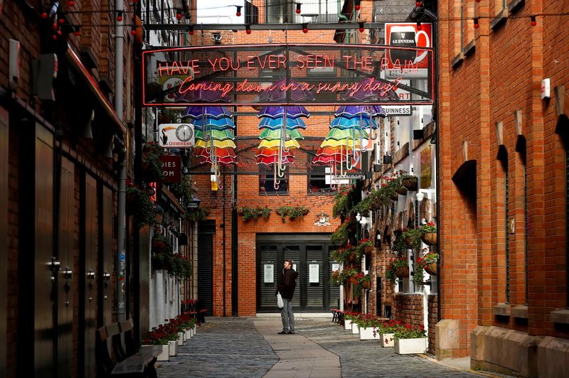 &copy; Reuters. Easing of COVID-19 restrictions in Belfast