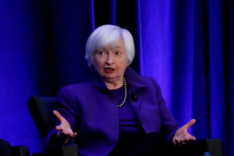 &copy; Reuters. FILE PHOTO: Janet Yellen, now U.S. Treasury secretary, speaks during a panel discussion in Atlanta in 2019