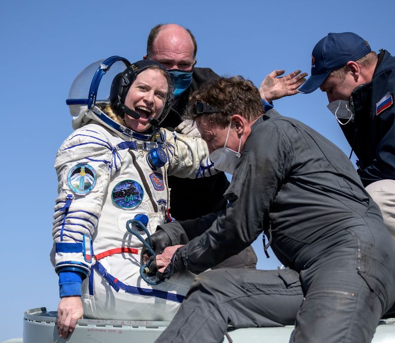 &copy; Reuters. Soyuz MS-17 space capsule lands near Zhezkazgan