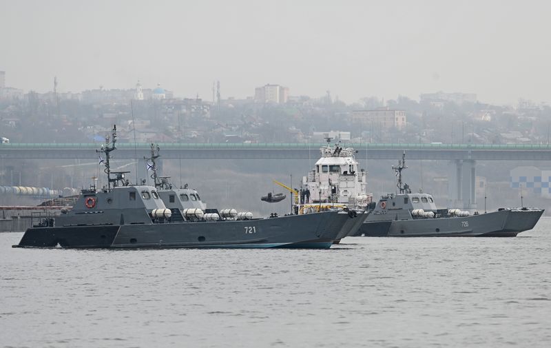 &copy; Reuters. Landing crafts of the Russian Navy&apos;s Caspian Flotilla are pictured in Rostov-on-Don