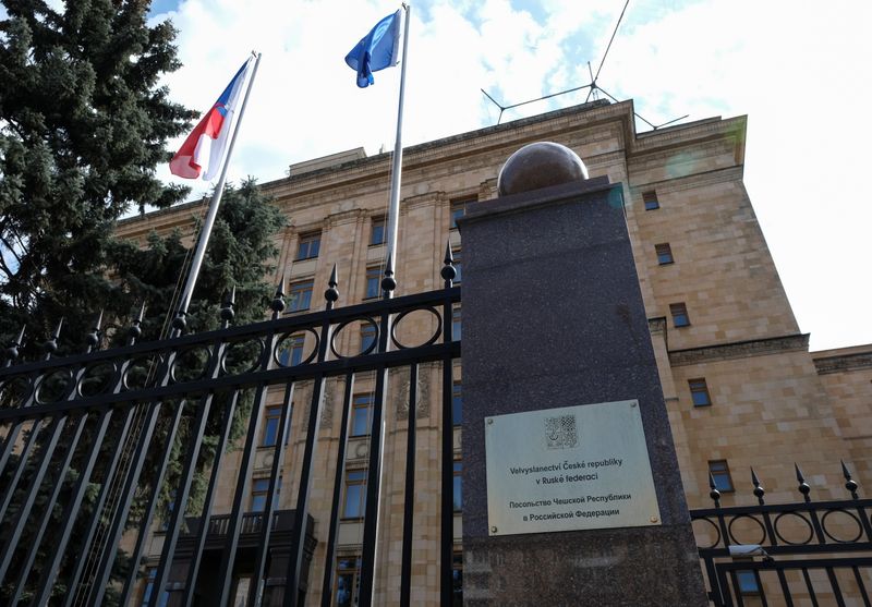 © Reuters. A view shows the embassy of the Czech Republic in Moscow