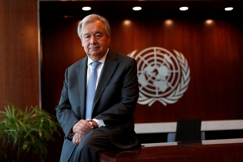 &copy; Reuters. FILE PHOTO: United Nations Secretary-General Antonio Guterres during interview with Reuters at U.N. headquarters in New York