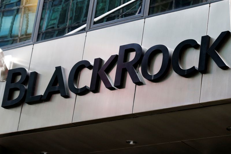 &copy; Reuters. FILE PHOTO: The BlackRock logo is seen outside of its offices in New York
