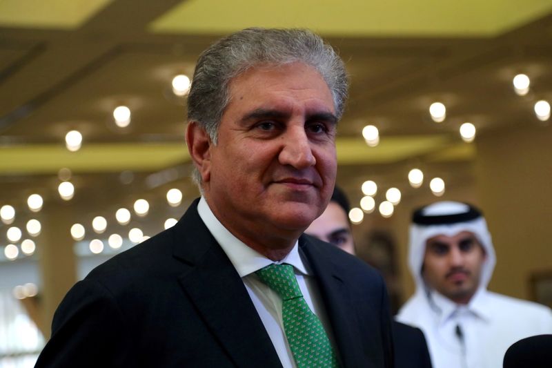 &copy; Reuters. FILE PHOTO: Pakistan&apos;s Foreign Minister Shah Mahmood Qureshi is seen, ahead of an agreement signing between members of Afghanistan&apos;s Taliban delegation and U.S. officials in Doha