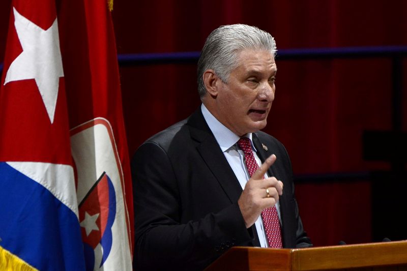 &copy; Reuters. Presidente de Cuba, Díaz-Canel, faz discurso