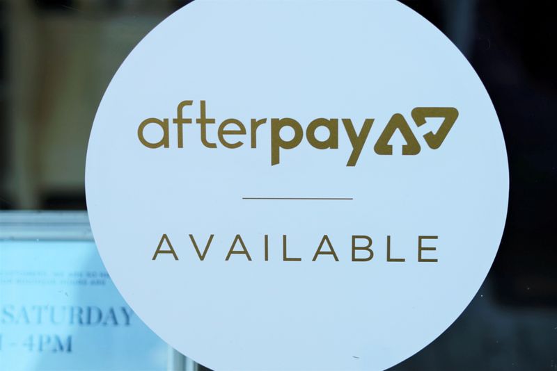&copy; Reuters. FILE PHOTO: A logo for the company Afterpay is seen in a store window in Sydney