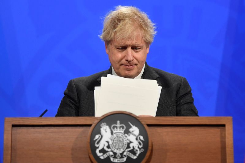 &copy; Reuters. Britain&apos;s PM Johnson holds a news conference, in London