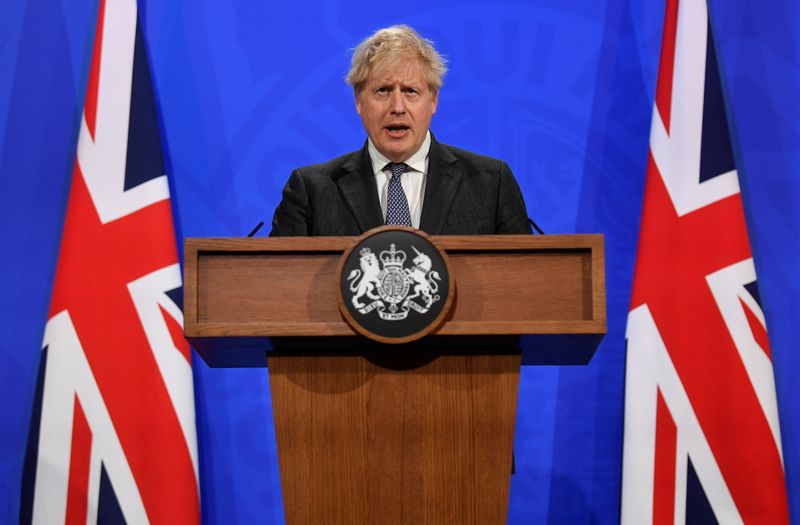 &copy; Reuters. رئيس الوزراء البريطاني جونسون يثني على قرار الانسحاب من مشروع دوري السوبر