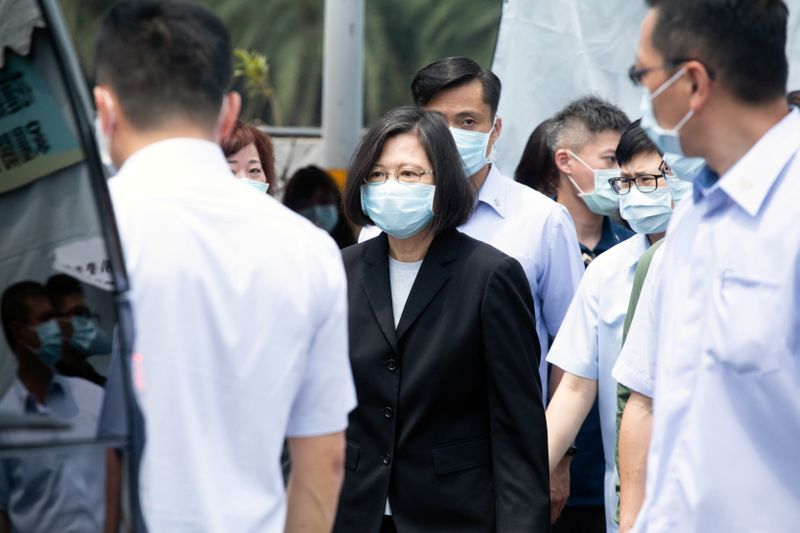 &copy; Reuters. Taiwan President Tsai Ing-wen after train derailment in eastern Taiwan