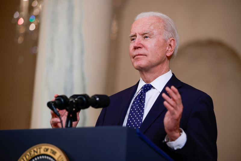 &copy; Reuters. Presidente dos EUA, Joe Biden na Casa Branca