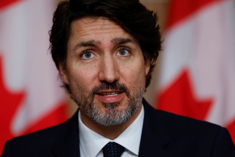 &copy; Reuters. FILE PHOTO: Canada&apos;s Prime Minister Justin Trudeau takes part in a news conference in Ottawa