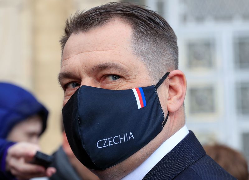 © Reuters. Czech ambassador Pivonka walks out of the Russian Foreign Ministry headquarters in Moscow