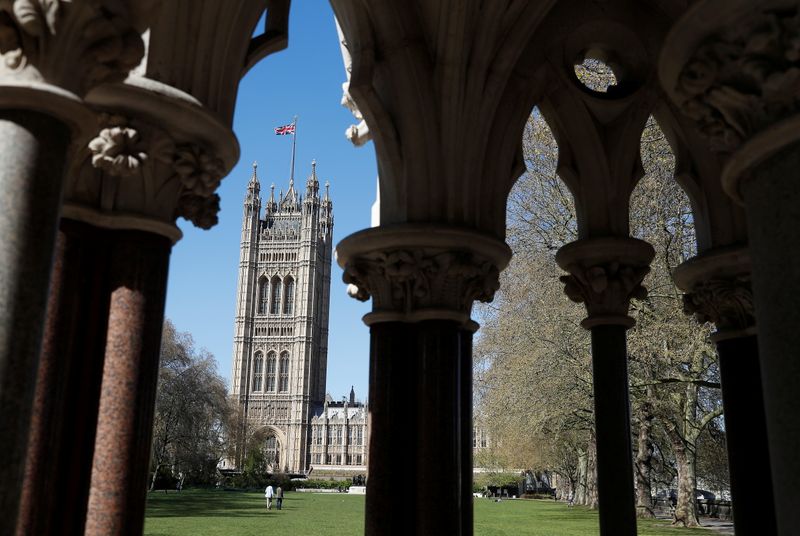 &copy; Reuters. Victoria Tower at the Houses of Parliament is seen from the Buxton Memorial Fountain, in London