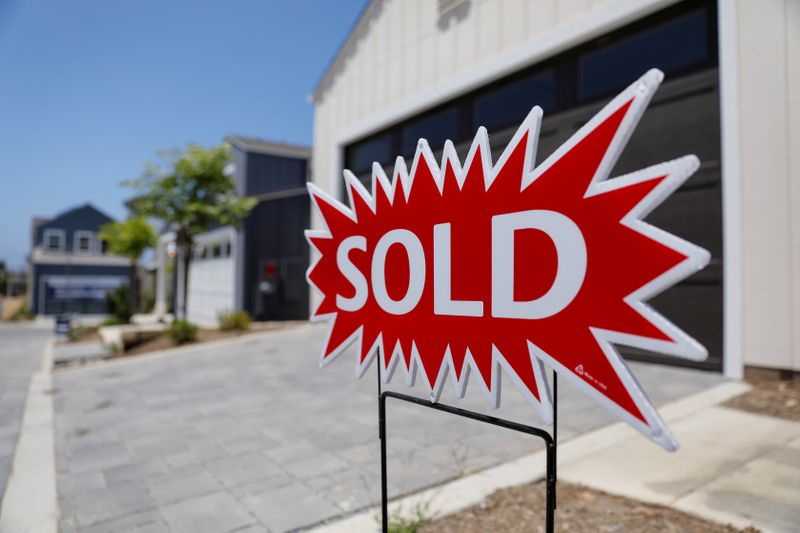 &copy; Reuters. FILE PHOTO: A newly constructed single family home is shown as sold in Encinitas, California