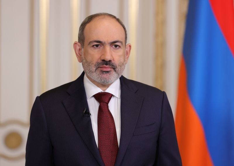 &copy; Reuters. Armenian Prime Minister Nikol Pashinyan addresses the nation in Yerevan