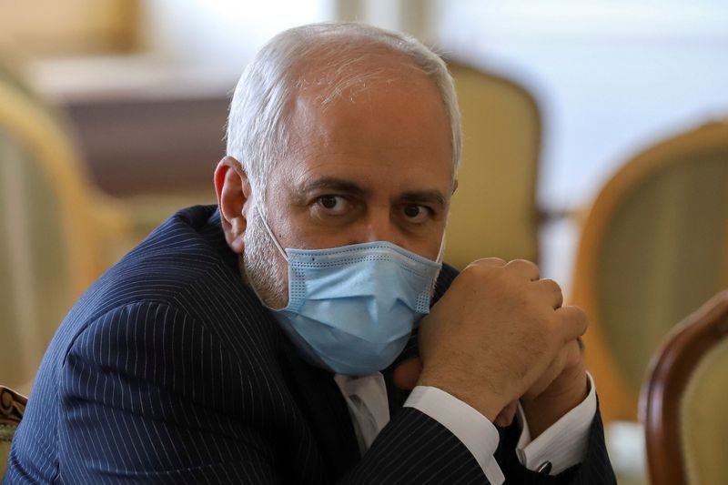 &copy; Reuters. FILE PHOTO: Iran&apos;s Foreign Minister Mohammad Javad Zarif looks on during a meeting with International Atomic Energy Agency (IAEA) Director General Rafael Grossi in Tehran