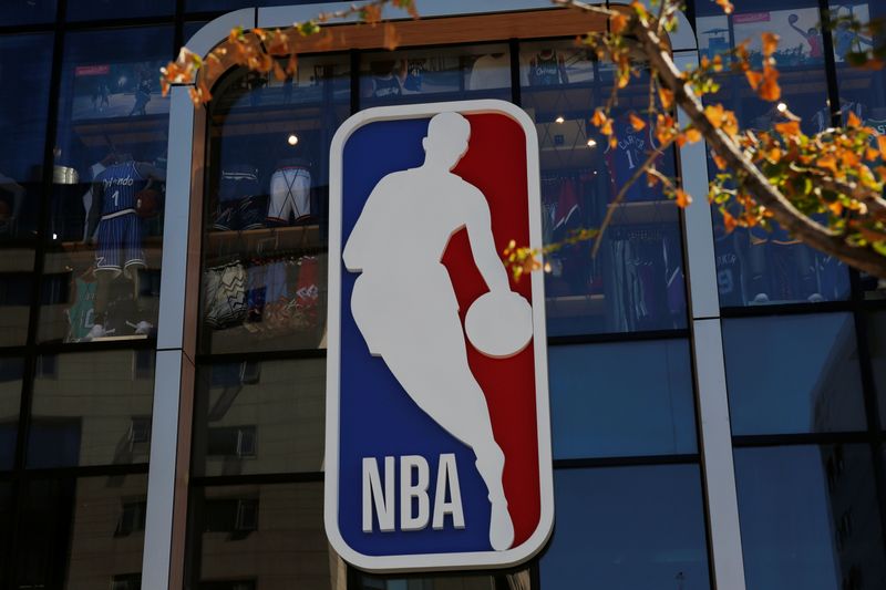 &copy; Reuters. NBA logo is seen on the facade of its flagship store at the Wangfujing shopping street in Beijing